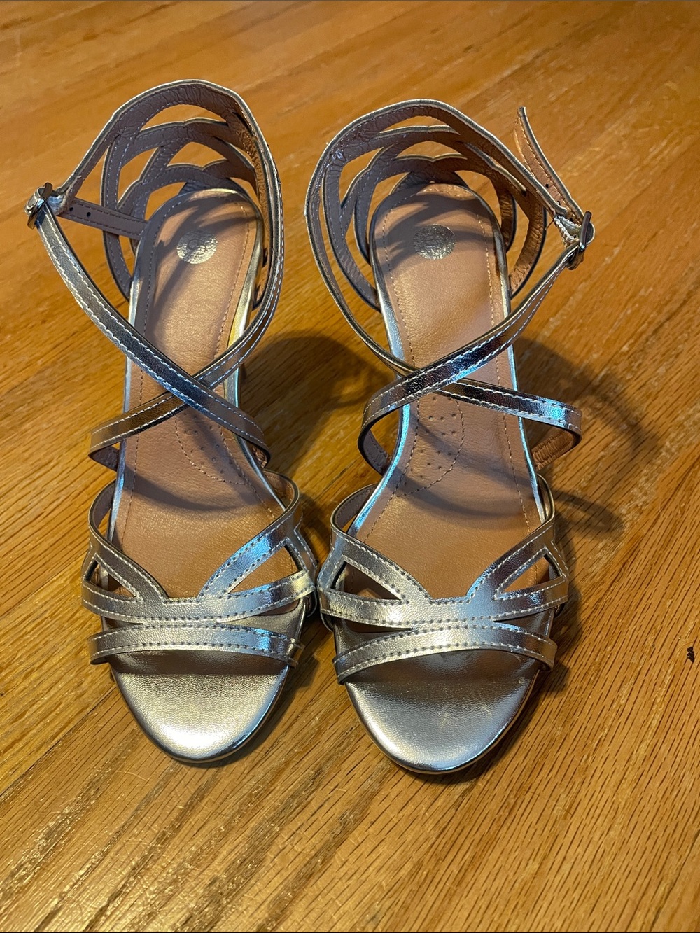 Celebrity Pink Metallic Strappy Heels - Silver